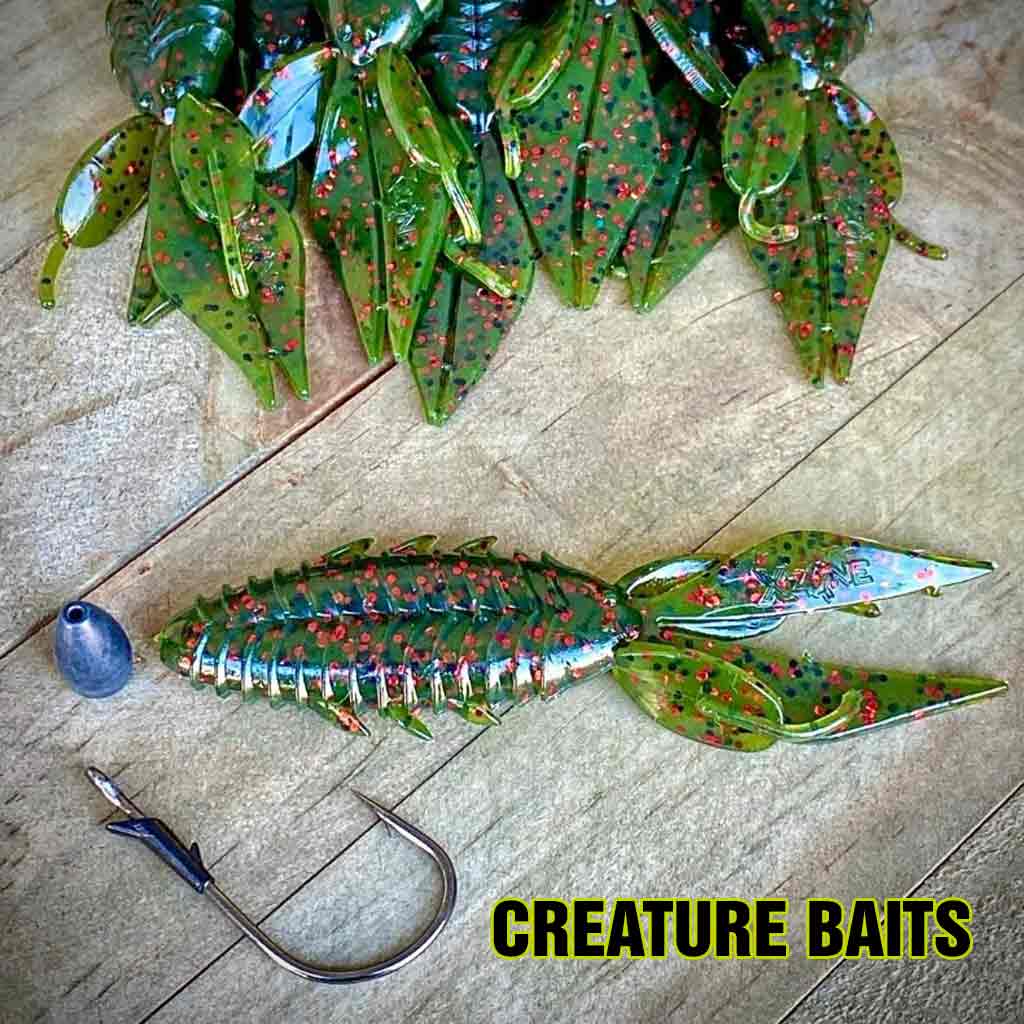 X Zone Lures Creature Baits have floating claws and lifelike action are available in fish catching colors and are used by bass walleye fishermen